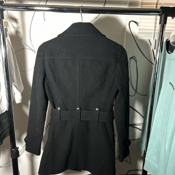 Express Black Peacoat with Belt and Silver Accents, Size XS - Picture 5 of 5